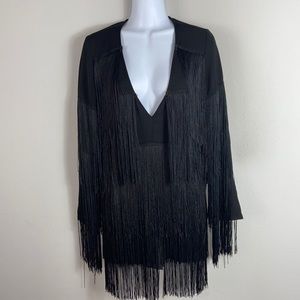 Black Fringe Romper size small from BLITHE.